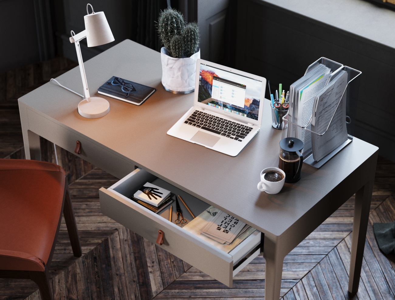 Письменный стол с ящиками голубой веджвуд Case THE IDEA  210612 Голубой  - Вид №4