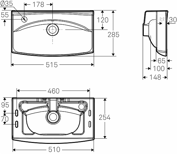 15087 Подвесная раковина настенная прямоугольная IFO  - Вид №3