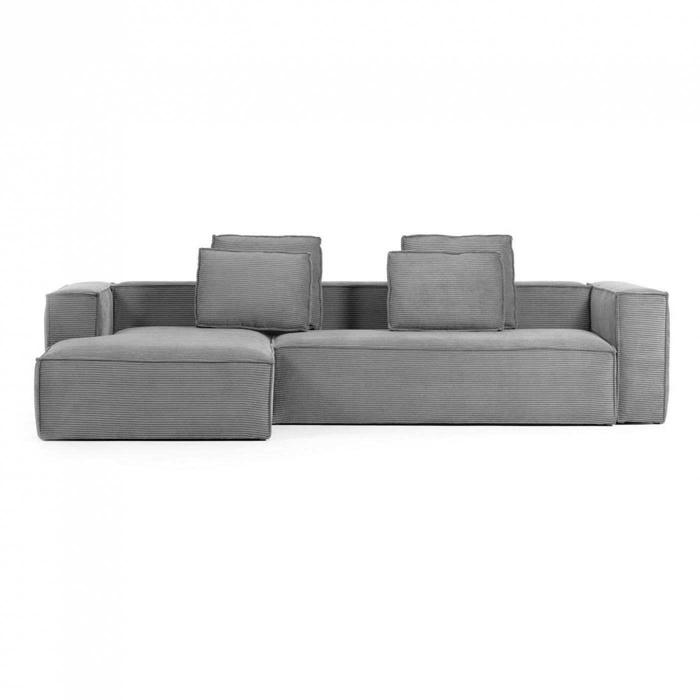 072988 Диван 3х местный левый шезлонгом серый вельвет La Forma Blok - Вид №5