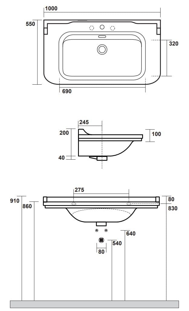 Керамическая прямоугольная подвесная раковина с держателем для полотенец Kerasan Waldorf ARCH-00103313 - Вид №5