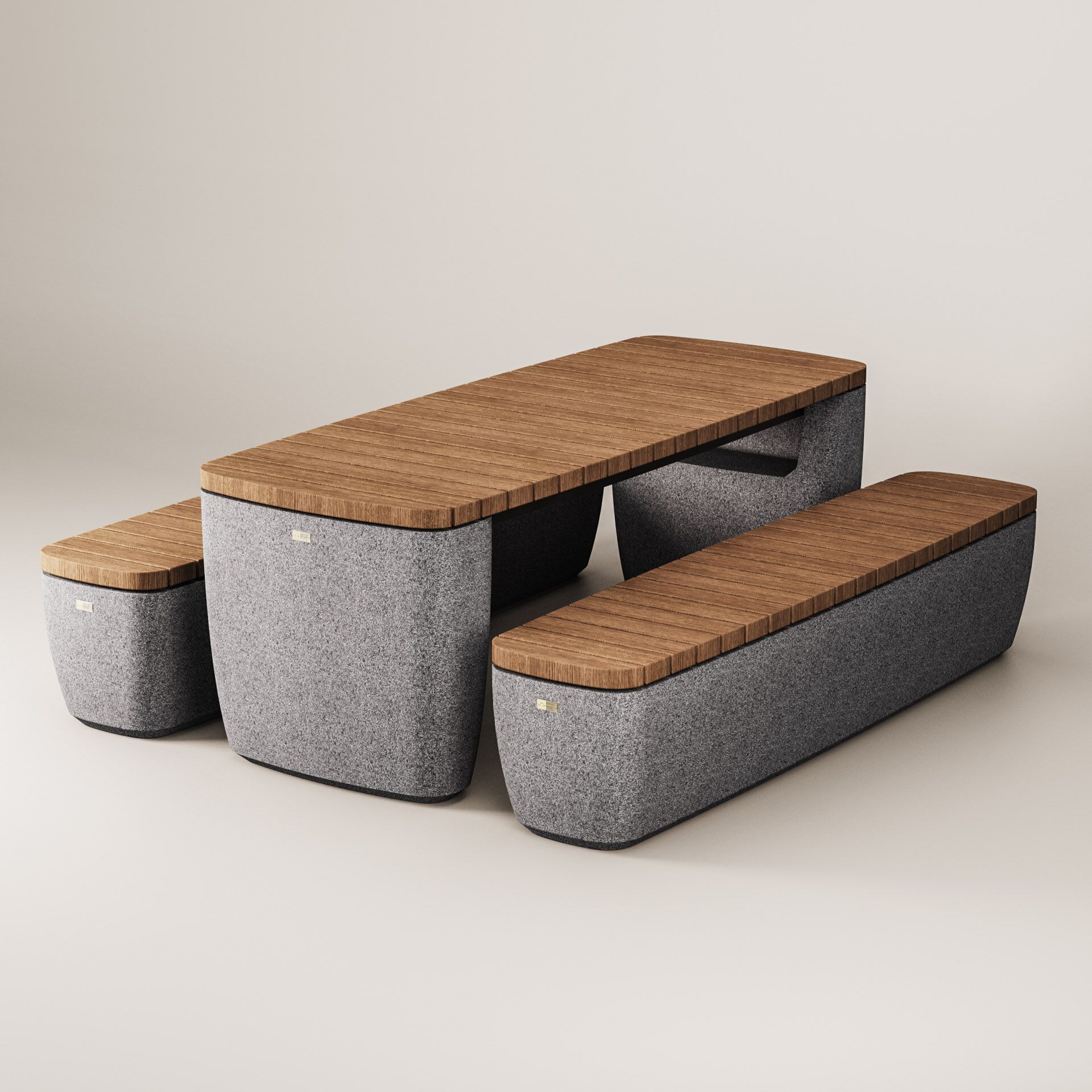 Прямоугольный стол для общественных мест из бетона и дерева Kremen ARCH-00055578 - Вид №4