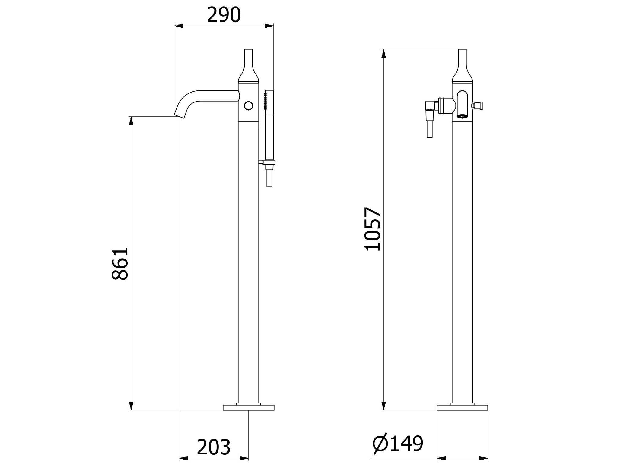 Смеситель для ванны с ручным душем IB Batlò ARCH-00073824 - Вид №2