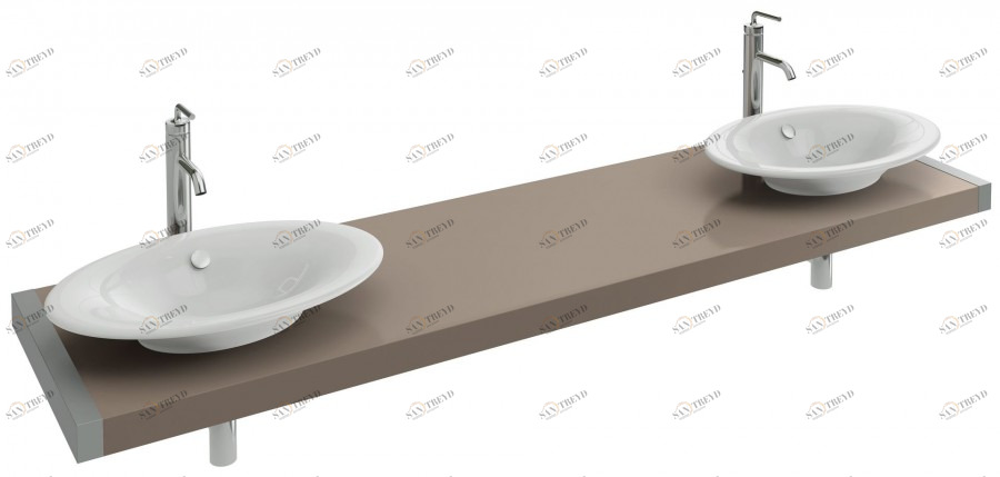 EB58-XXXX-E10 Столешница на заказ от 1501 до 2000 мм с 2 отверстиями для раковин presqu'île е4439 Jacobdelafon PARALLEL Santreyd