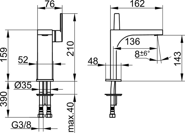51102010100 Однорычажный смеситель для умывальника 150 KEUCO Edition 11 - Вид №2