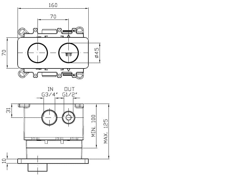 Термостатический смеситель для душа с 2 отверстиями и пластиной Zucchetti Hoop ARCH-00089904 - Вид №19