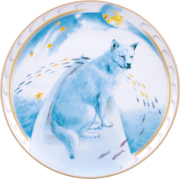 10615832 Императорский фарфоровый завод Тарелка декоративная 19,5см "В лодке" "Эллипс" Фарфор твердый 