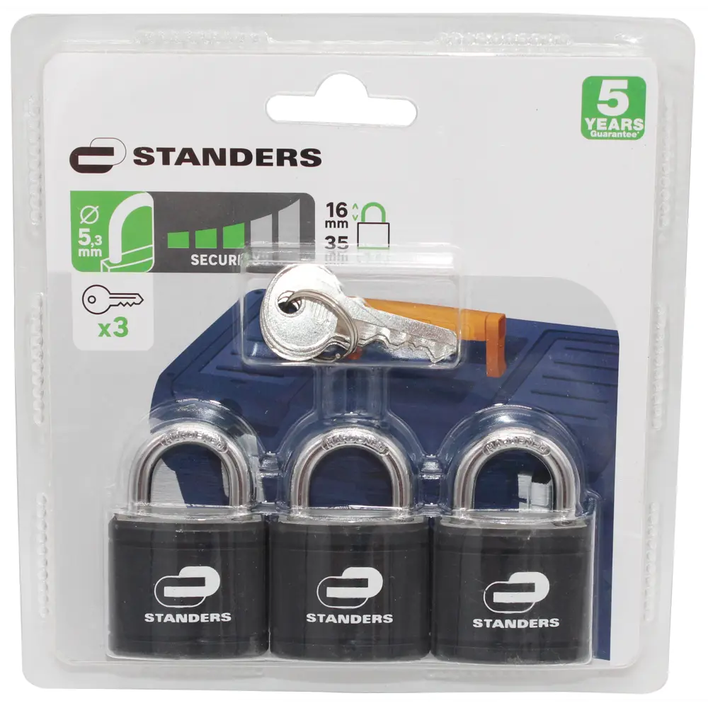 Замок навесной Standers 35x30 мм, чугун, 3 шт. 82247254 STLM-2199175  - Вид №2