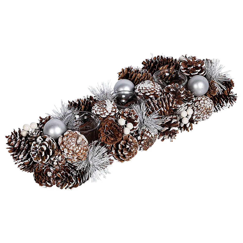 89368876 Декоративное украшение Подсвечник из шишек 45x17 см STLM-1489736 Santreyd 