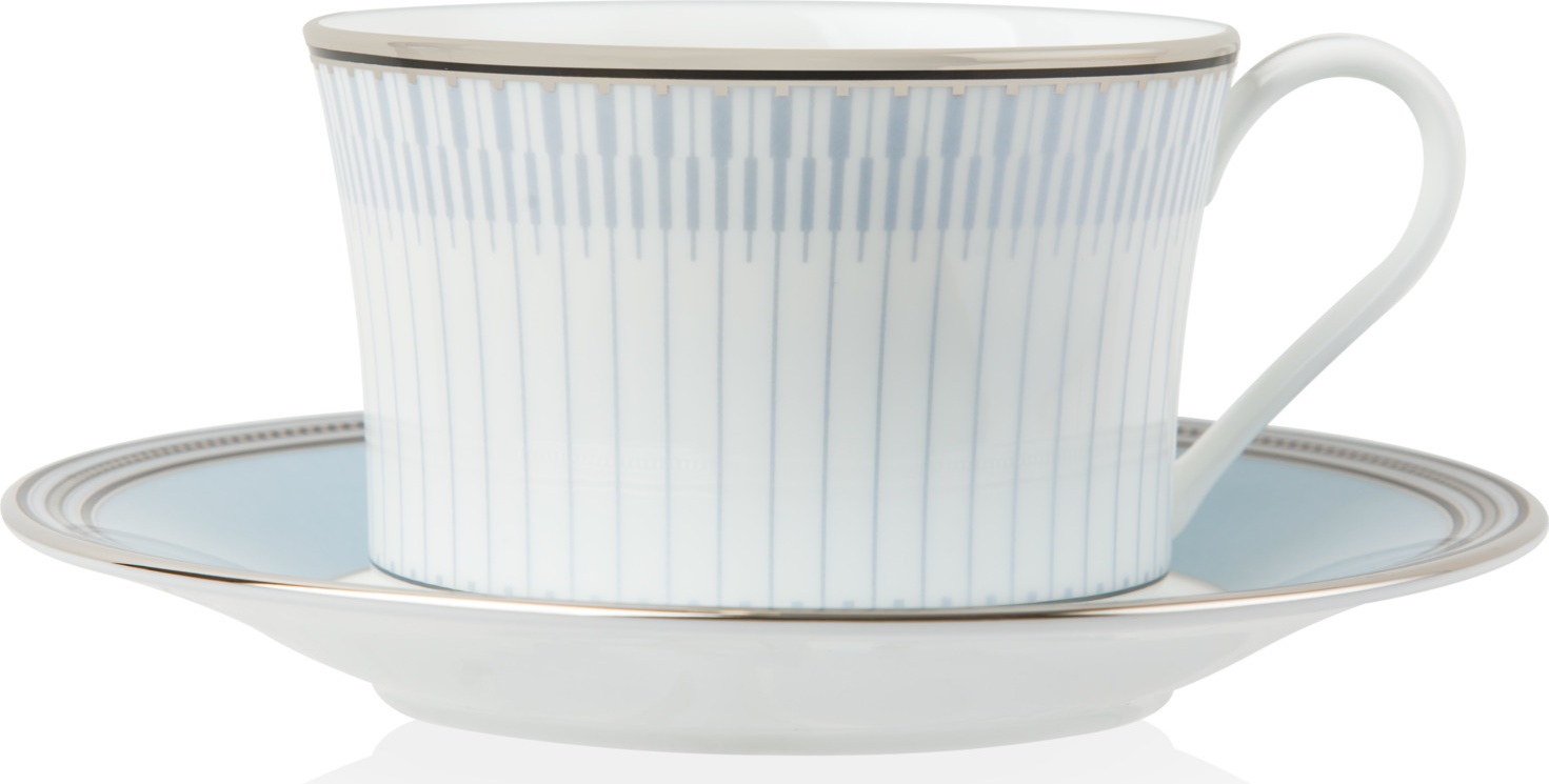 10657474 Noritake Чашка чайная с блюдцем Noritake"Богарт платиновый" 250мл Фарфор костяной 
