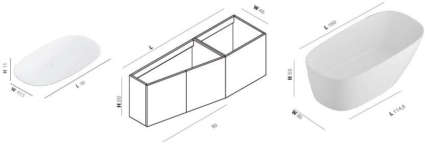 INBANI Тумба под умывальник из дерева одинарная подвесная с дверцами Forma sun-id-1500002 - Вид №4