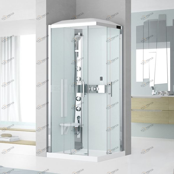 Душевая кабина термостатическая 80x80 GLAX 3 A80 HYDROMASSAGE Novellini GLAX 3 с высоким душевым поддоном, серебристым профилем и крышей GL3A89T1F1B