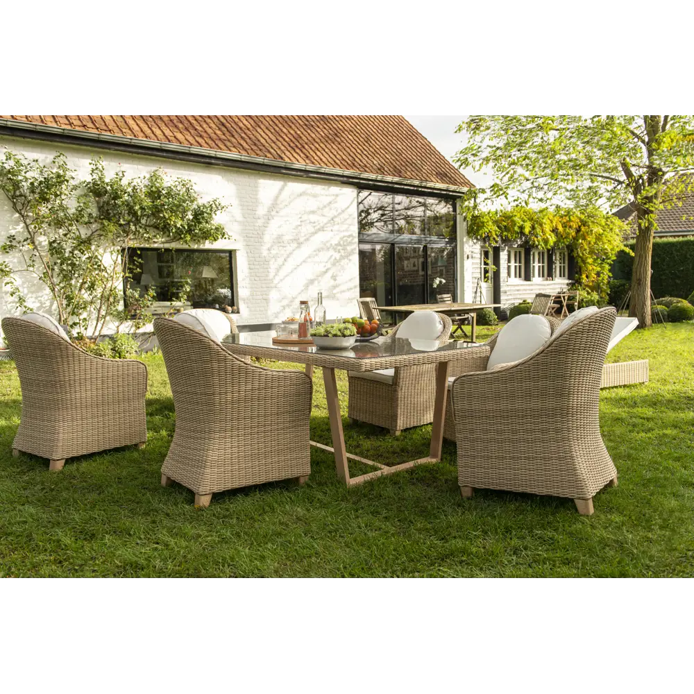 Стол садовый NATERIAL Medena с ротанговым плетением и стеклянной столешницей 82509552 STLM-0028915 - Вид №21