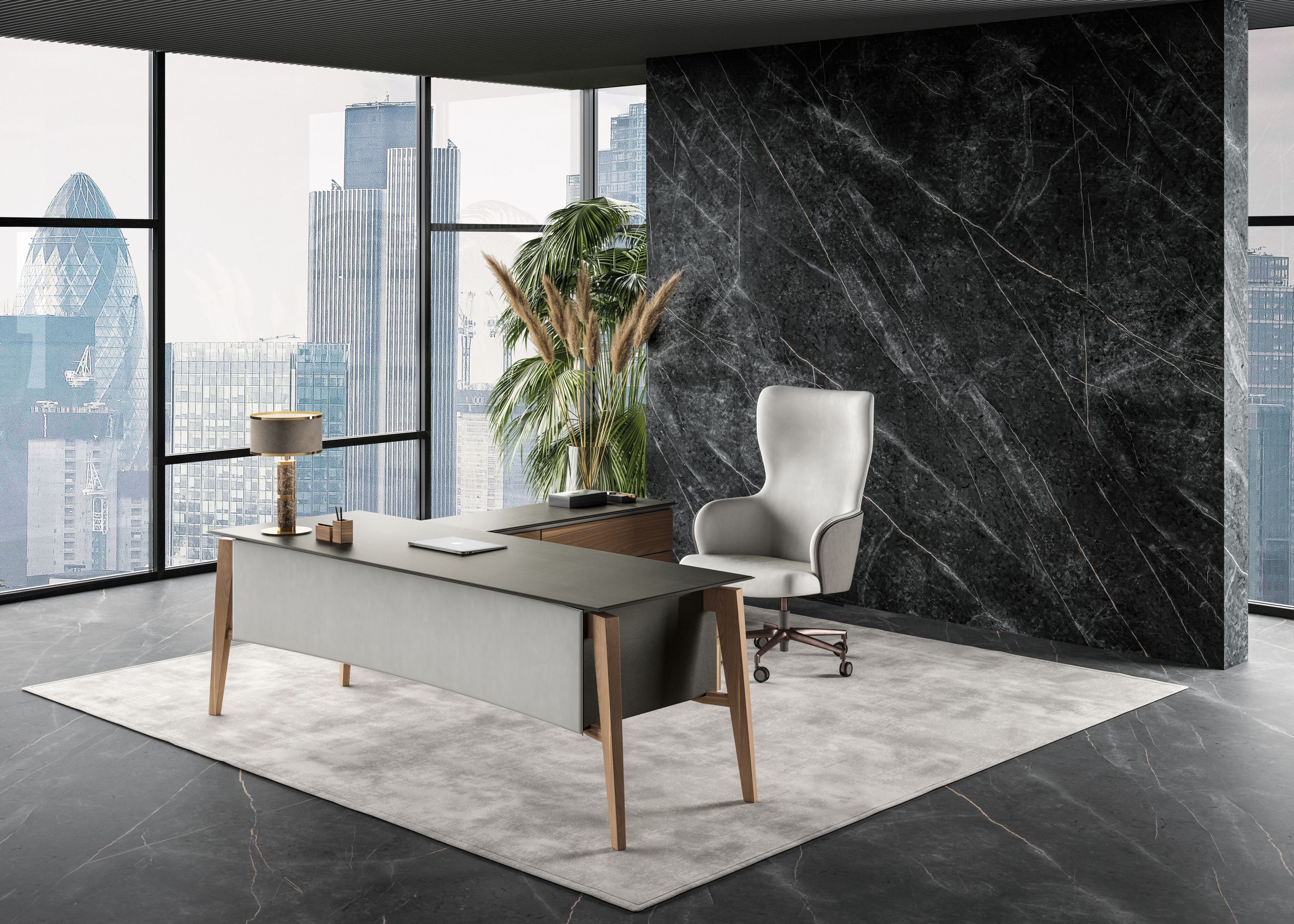 Кожаный деревянный стол с ящиками Casa Covre Naviglio ARCH-00114220 - Вид №4