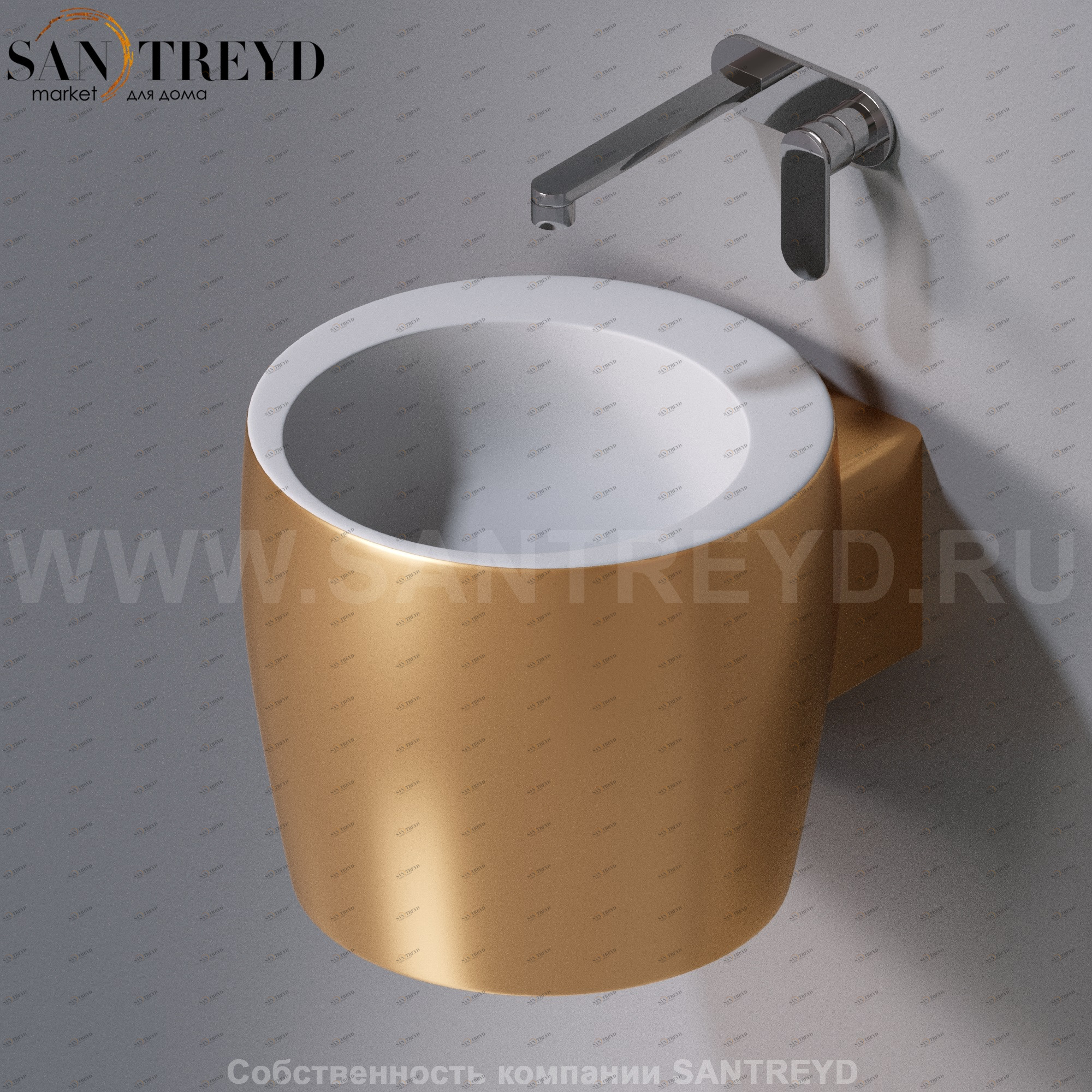 L102T0R0V1.350 Подвесная раковина настенная круглая A. e T. Italia SPOT золотая AeT ITALIA TOTEM