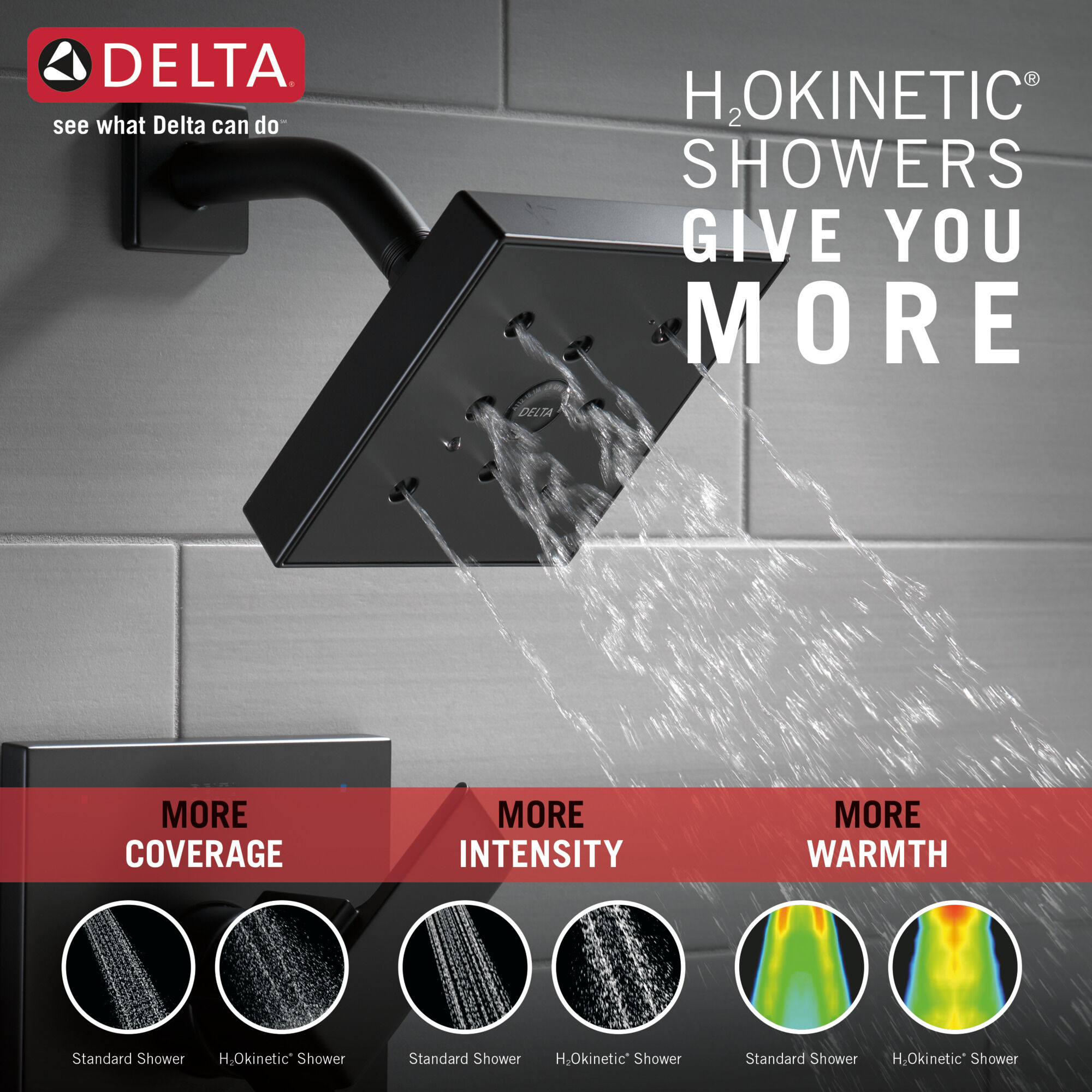 T14267-BL Накладка для душа Monitor® 14 серии H2Okinetic® Delta Faucet Ara Матовый черный - Вид №1