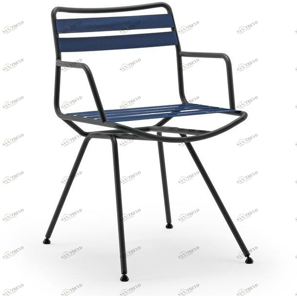 Zanotta Стул с подлокотниками из стали и лентами из полиэфирной пряжи Dan sun-id-1502979