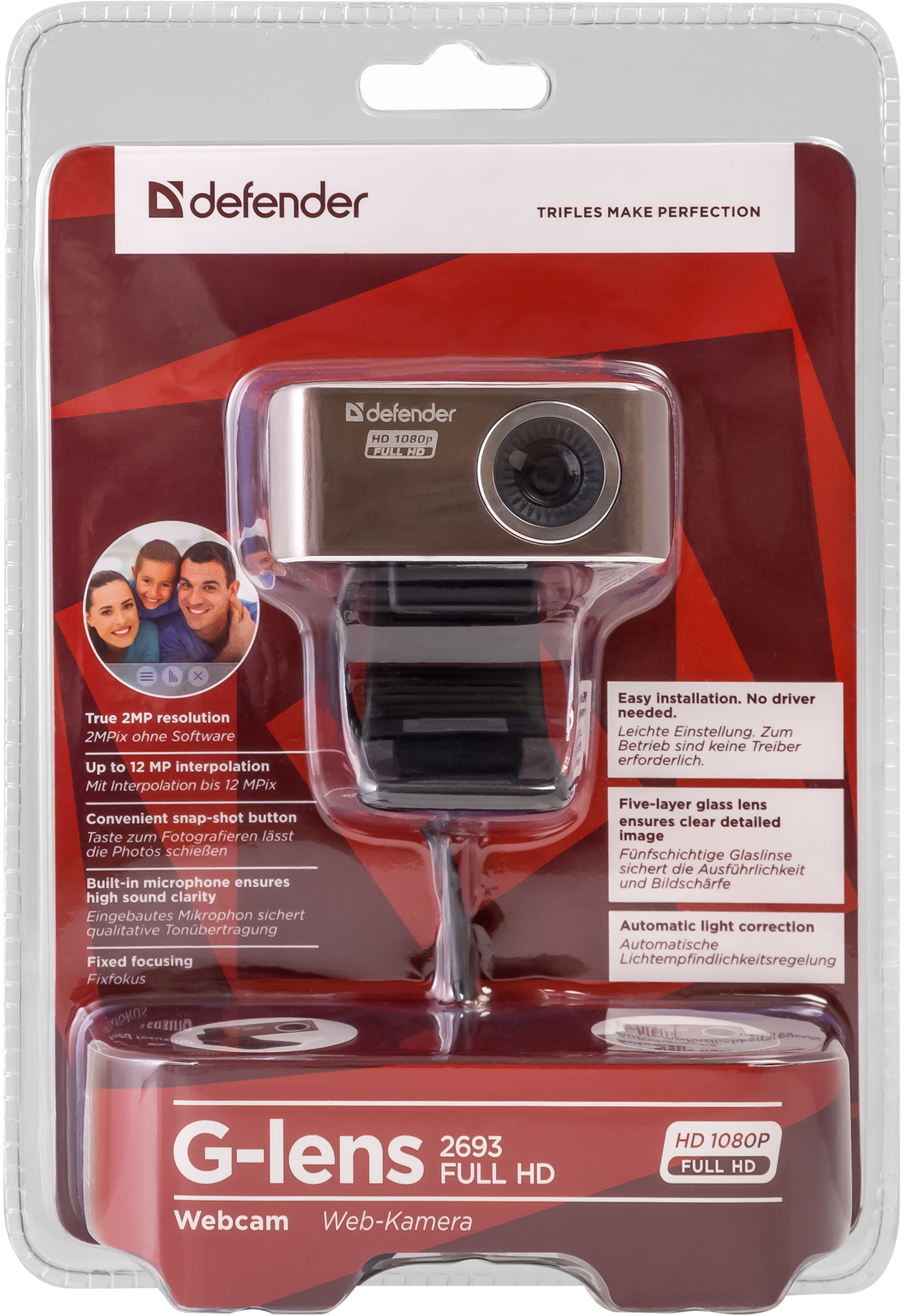 63693 веб-камера g-lens 2693 fullhd 1080p, 2мп, стеклянная линза Defender Santreyd  - Вид №2