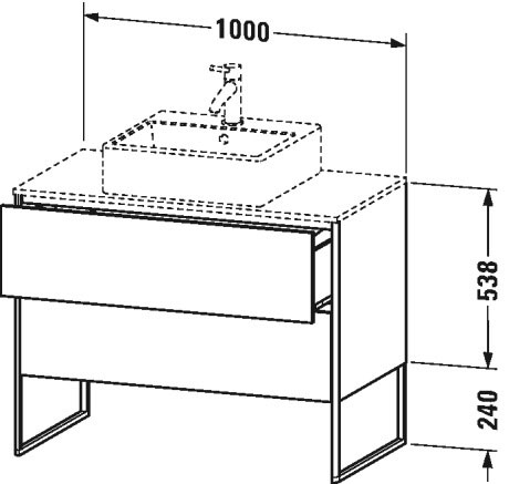 XS492108989 Тумбочка для консоли напольная XSquare #XS4921 1000 x 548 мм Фланелево-серый глянцевый лак Duravit - Вид №1