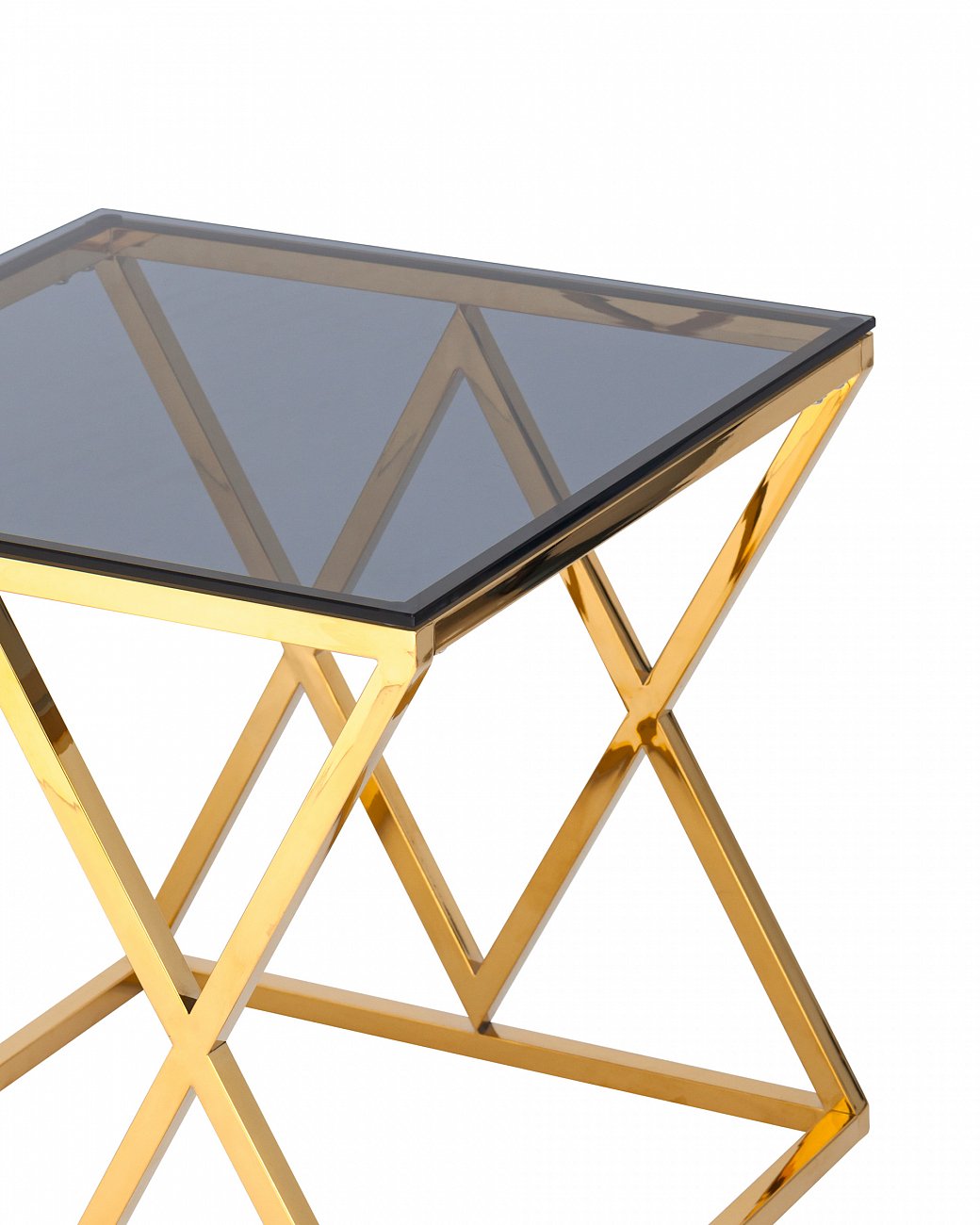 Журнальный столик стеклянный дымчатый с основанием золото 55х55 см "Инсигния" STOOL GROUP  00-3881890 Золото  - Вид №2
