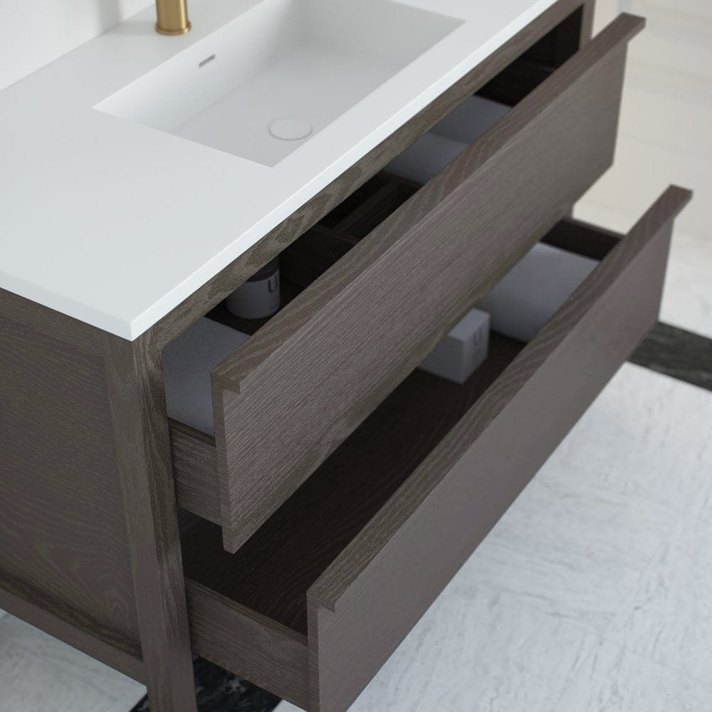 Деревянный напольный шкаф для умывальника с ящиками со встроенной раковиной LUSSO Langham ARCH-00126533 - Вид №2