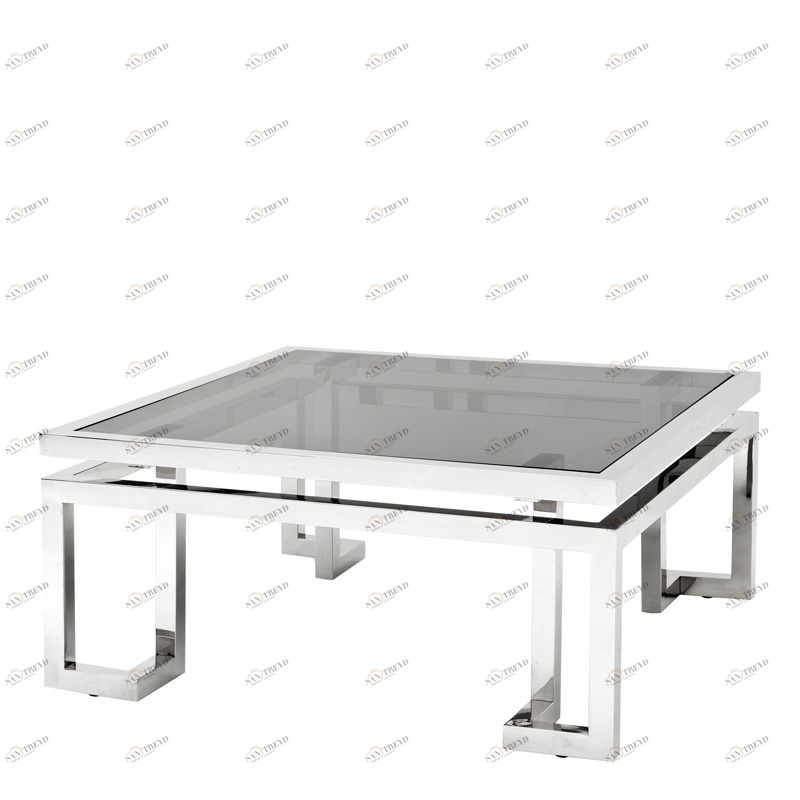 Журнальный столик стеклянный с ножками хром и дымчатым стеклом 100 см Palmer от Eichholtz EICHHOLTZ  242468 Прозрачный;хром 