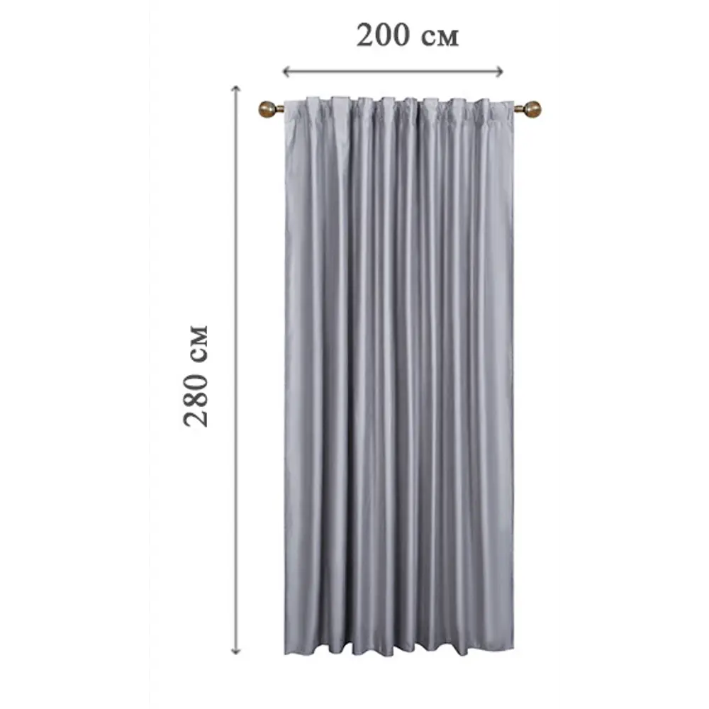 Штора KREAFORTA Manchester бархатная с лентой 200x280 см темно-серый 89405471 STLM-1581223 - Вид №2