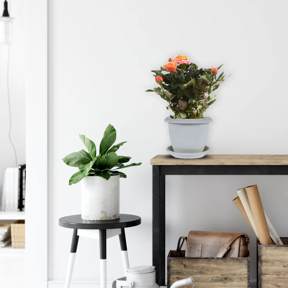 ТЕК.А.ТЕК Горшок Le Jardin серый с орнаментом для комнатных растений 11951944 Жардин STLM-0001633 - Вид №2