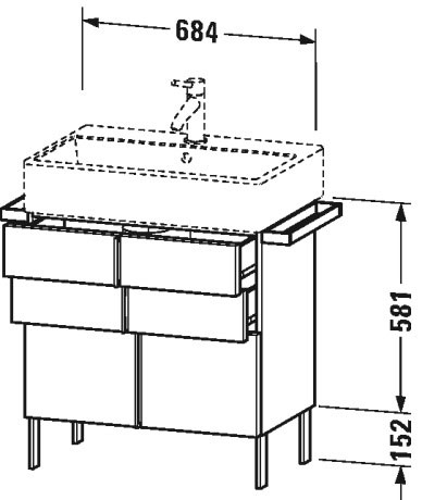 VA658600707 Vero Air Тумбочка напольная Бетонно-серый матовый декор Duravit - Вид №1