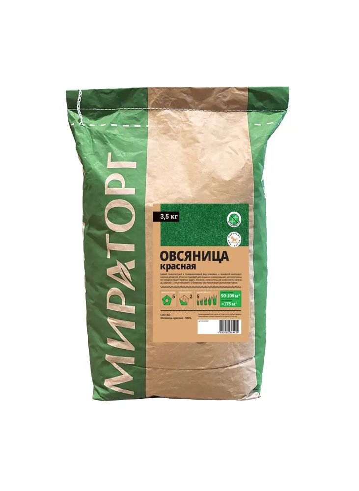 Семена газонной травы МИРАТОРГ Овсяница красная 3.5 кг 89370745