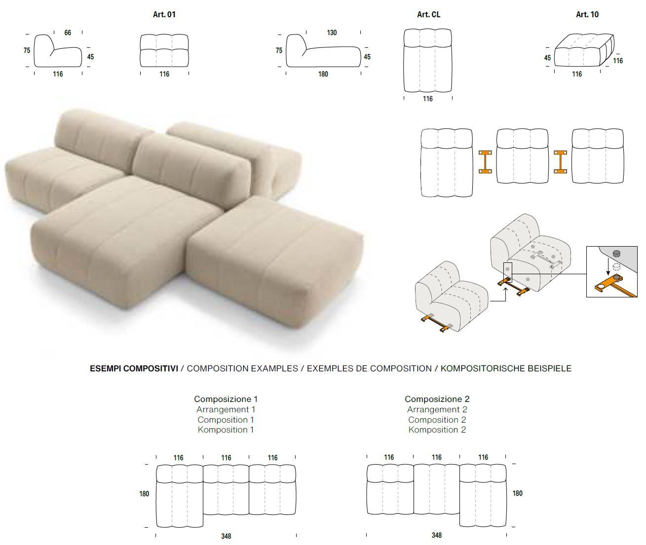 Секционный диван из ткани Felis Softliving ARCH-00059304 - Вид №6