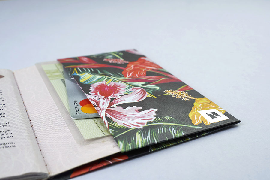 NС-026 Обложка на паспорт new tropic, цветы New wallet  - Вид №3