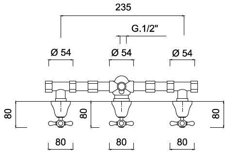 Rubinetteria Giulini Смеситель для душа на 3 отверстия с переключателем Lotus - vienna F0515w2 - Вид №1