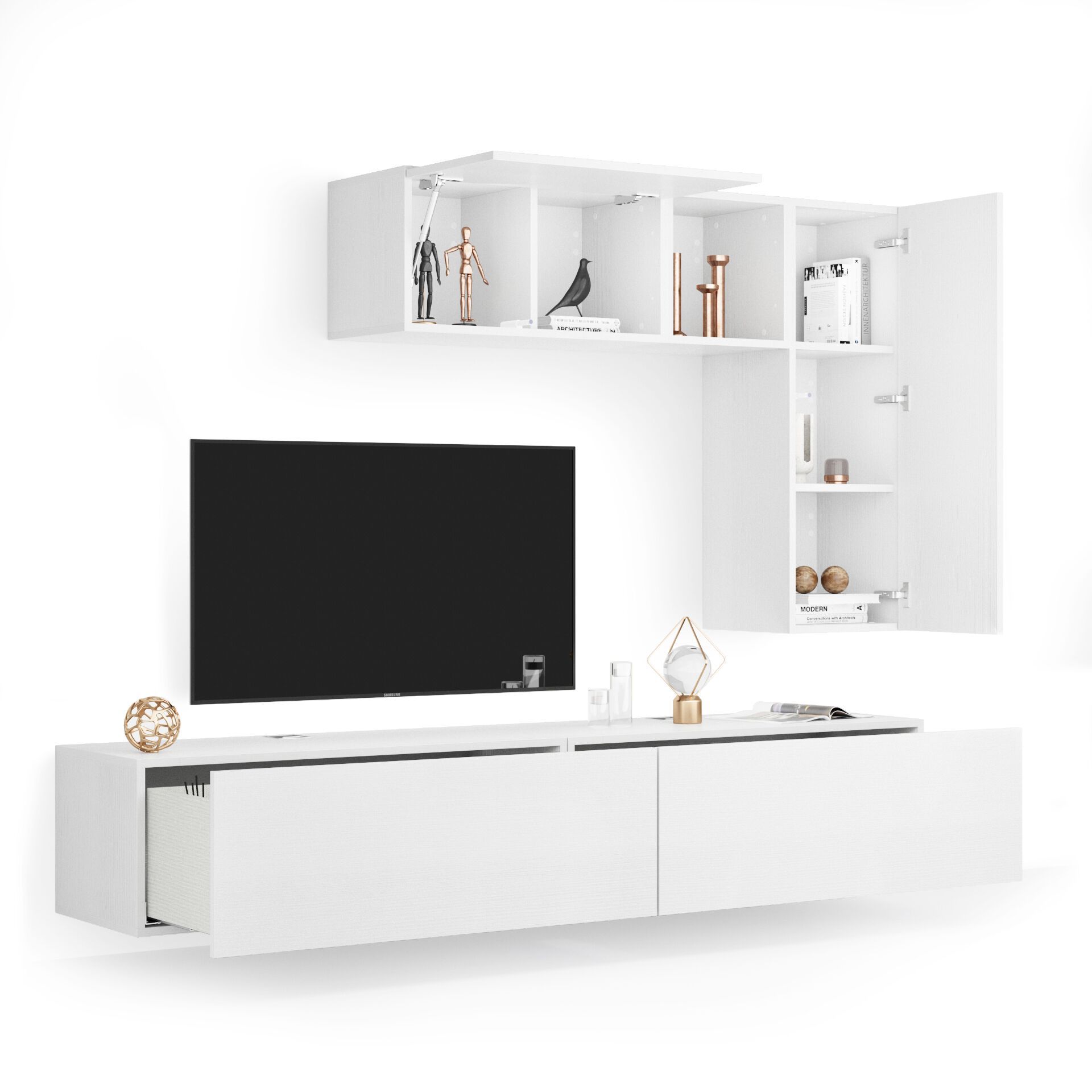 Модульная оборудованная стена установленная стеной в меламинированном Mobili Fiver Easy ARCH-00044646 - Вид №57