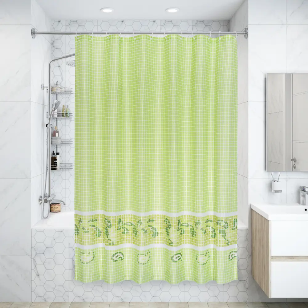 Штора для ванной комнаты Fresco 180х180 см цвет зелёный BATH PLUS ШТОРЫ CHARME RED STLM-2048364