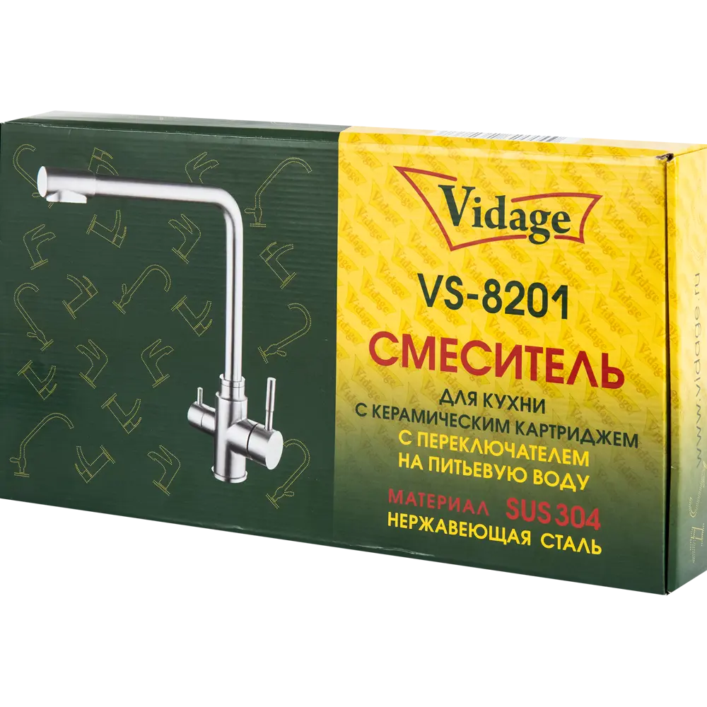 Смеситель для кухни Vidage VS-8201 с подключением к фильтру нержавеющая сталь 83668684 STLM-2029935  - Вид №6