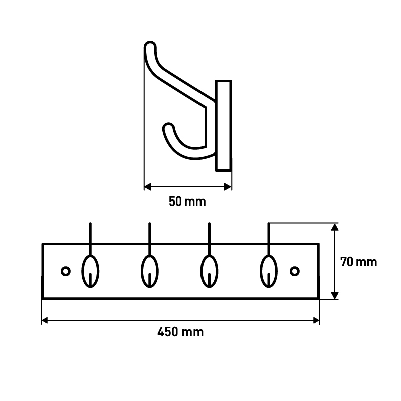 Вешалка для пальто и шапки , 450x70x50 мм, синий LJPS0024 Public Steel Россия  - Вид №4