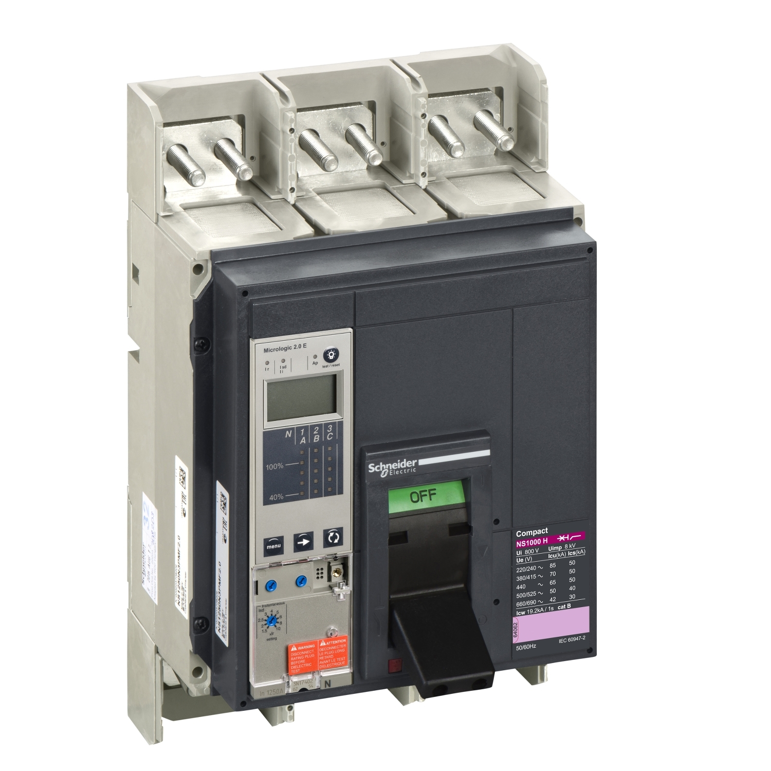 34409 Силовой автомат NS 1000, Micrologic 2.0 E, 70кА, 3P, 1000А Schneider Electric Compact 