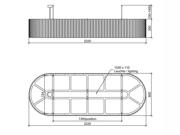 Рециркулированный пластичный акустический подвесной светильник IMPACT ACOUSTIC® UMBRA LONG ARCH-00072340 - Вид №2