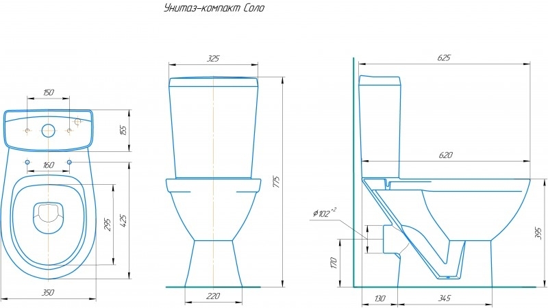 Соло, Унитаз-компакт Компакт унитаз с бачком Белый ROSA СОЛО Россия - Вид №1