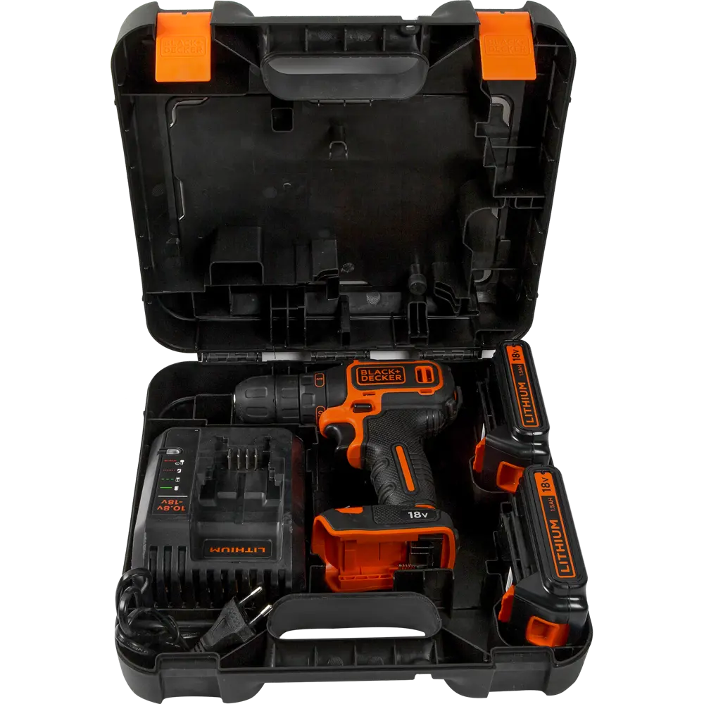 Шуруповерт аккумуляторный Black&Decker BDCDC18K1B, 18 В Li-ion 2х1.5 Ач 82328736 STLM-2027213 BLACK + DECKER  - Вид №5