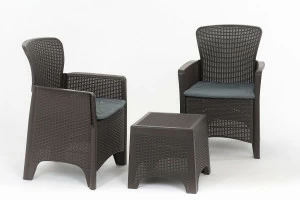 Мебель для отдыха из искусственного ротанга, кресло и столик темно-коричневые "Шоколад" SF3-2P VINOTTI  00-3885163 Коричневый