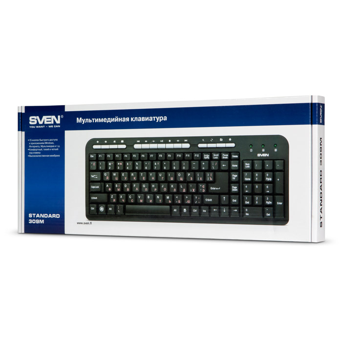 SV-03100309UB Клавиатура standard 309m usb чёрная Sven Santreyd  - Вид №4
