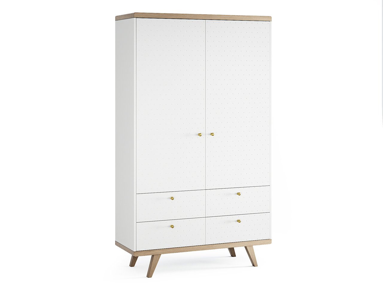 Шкаф распашной двухдверный с ящиками молочный Thimon v2 THE IDEA  210379 Белый  - Вид №1