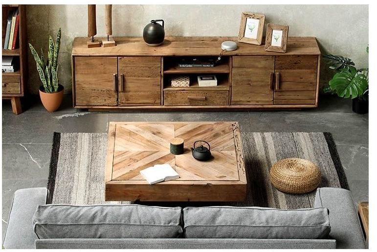 Arrediorg.it® Низкий квадратный журнальный столик из массива дерева Woodside Ah702-1 table  - Вид №5