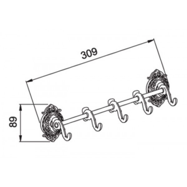 Планка на 5 крючков 31 см Hayta (Германия) Classic Bronze 13902-5/BRONZE sun-id-561751 - Вид №1