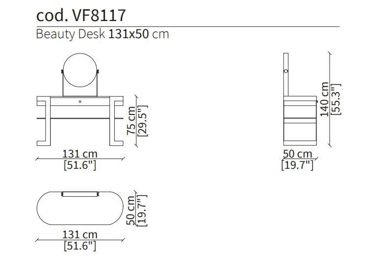 Металлический туалетный столик с кожаной столешницей Vittoria Frigerio Biffi ARCH-00030171 - Вид №4