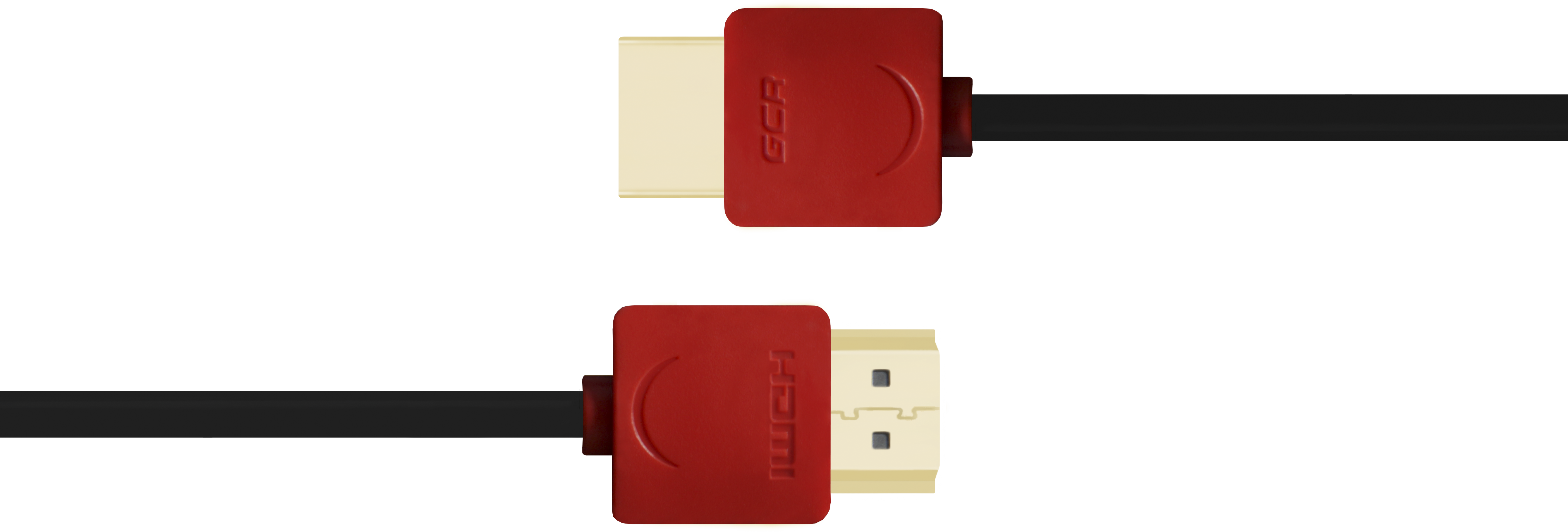 GCR-HM550-0.3m кабель 0.3m hdmi версия 1.4, черный, красные коннекторы, slim od3.8mm, 32/32 awg, позолоченные контакты, ethernet 10.2 гбит/с, 3d, 4k, premium , экран Greenconnect Santreyd  - Вид №1
