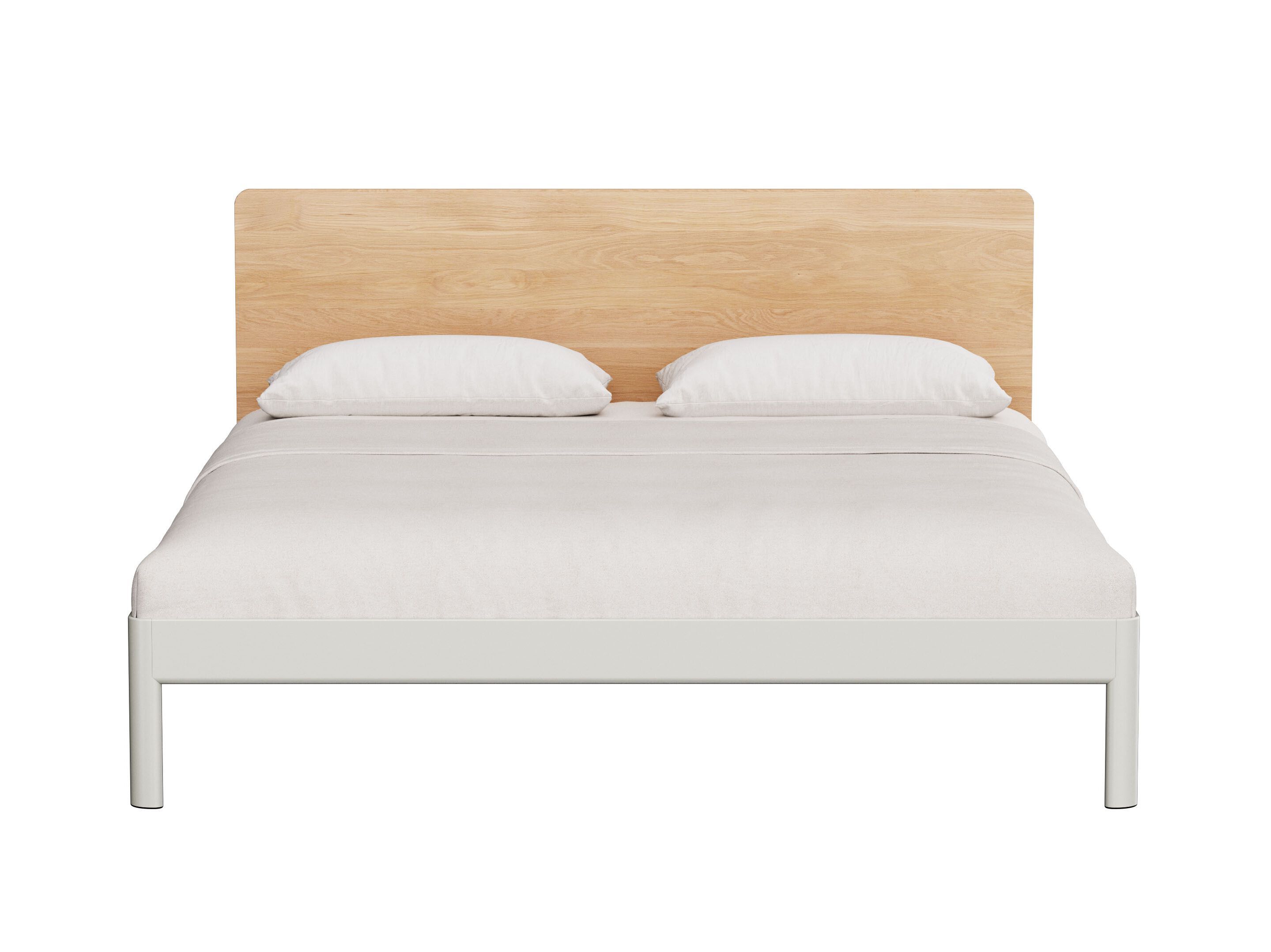 Алюминиевая и деревянная двуспальная кровать с мягким изголовьем Noah Living Heia ARCH-00139006