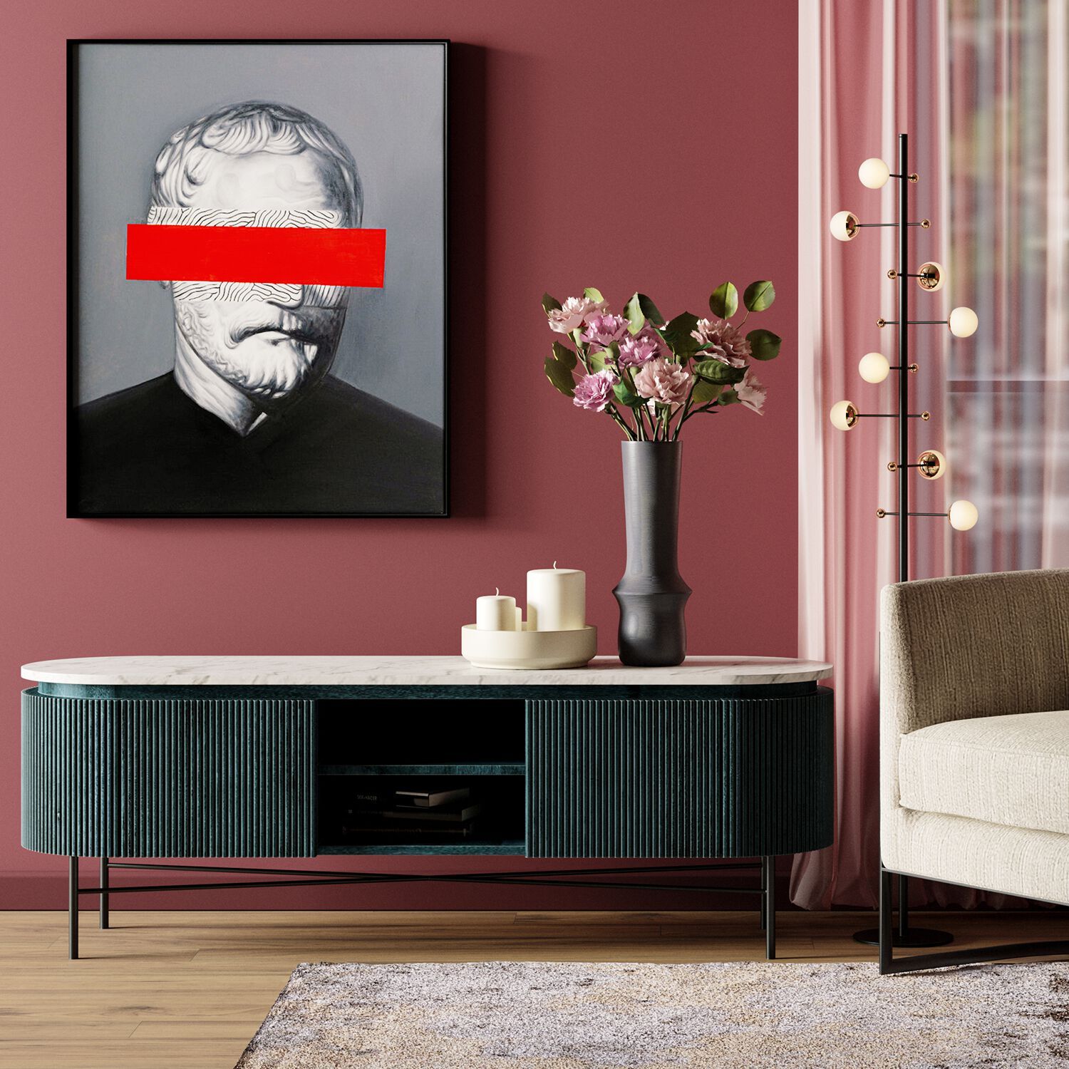 Мраморный шкаф с распашными дверями KARE Design Glenn ARCH-00152199