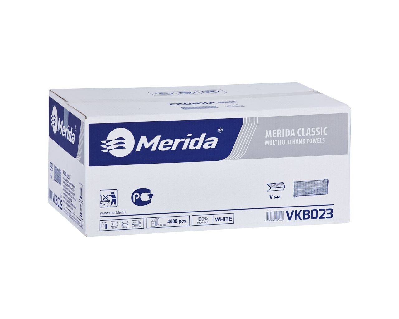 VKB023 Бумажные полотенца CLASSIC, белые, однослойные, 4000 шт. Merida 